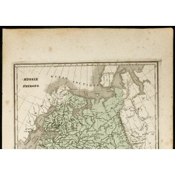 Gravure de 1850 - Carte géographique de l'ouest de la Russie - 2