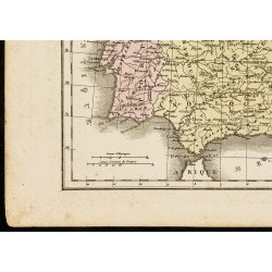 Gravure de 1850 - Carte ancienne de l'Espagne et Portugal - 4