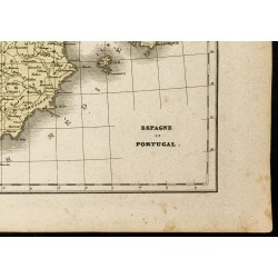Gravure de 1850 - Carte ancienne de l'Espagne et Portugal - 5