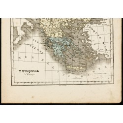 Gravure de 1850 - Carte géographique de la Turquie européenne - 3