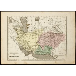 Gravure de 1850 - Carte géographique ancienne de Perse - 1