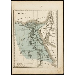 Gravure de 1850 - Carte géographique ancienne de l'Égypte - 1