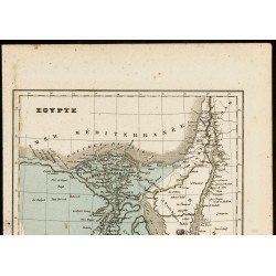 Gravure de 1850 - Carte géographique ancienne de l'Égypte - 2