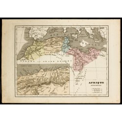 Gravure de 1850 - Carte géographique de l'Afrique du Nord - 1