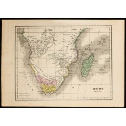 Gravure de 1850 - Carte géographique de l'Afrique du sud - 1