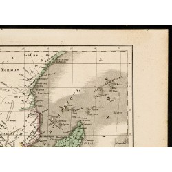 Gravure de 1850 - Carte géographique de l'Afrique du sud - 3