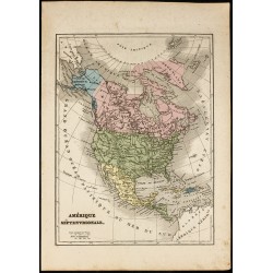 Gravure de 1850 - Carte ancienne de l'Amérique du Nord - 1