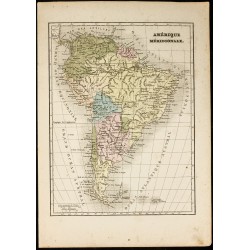 Gravure de 1850 - Carte ancienne de l'Amérique du sud - 1