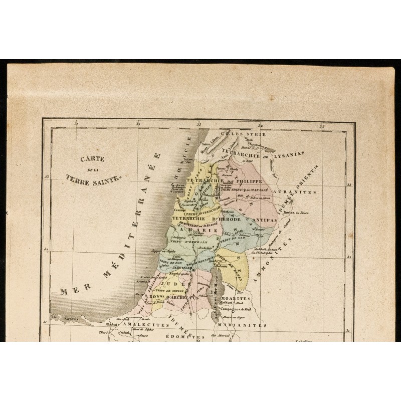1850 Carte géographique ancienne de la Terre Sainte