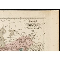 Gravure de 1850 - Carte de l'Empire d'Alexandre le Grand - 3