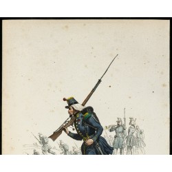 Gravure de 1844 - Chasseurs d'Orléans - Uniformes militaires - 2