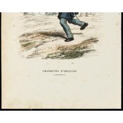 Gravure de 1844 - Chasseurs d'Orléans - Uniformes militaires - 3