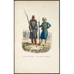 Gravure de 1844 - Légion étrangère - Tirailleurs indigènes - 1