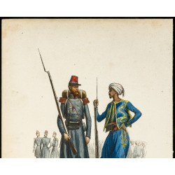 Gravure de 1844 - Légion étrangère - Tirailleurs indigènes - 2