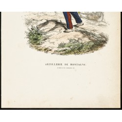 Gravure de 1844 - Artillerie de montagne - Uniformes militaires - 3