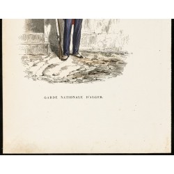 Gravure de 1844 - Garde nationale d'Alger - Uniformes - 3