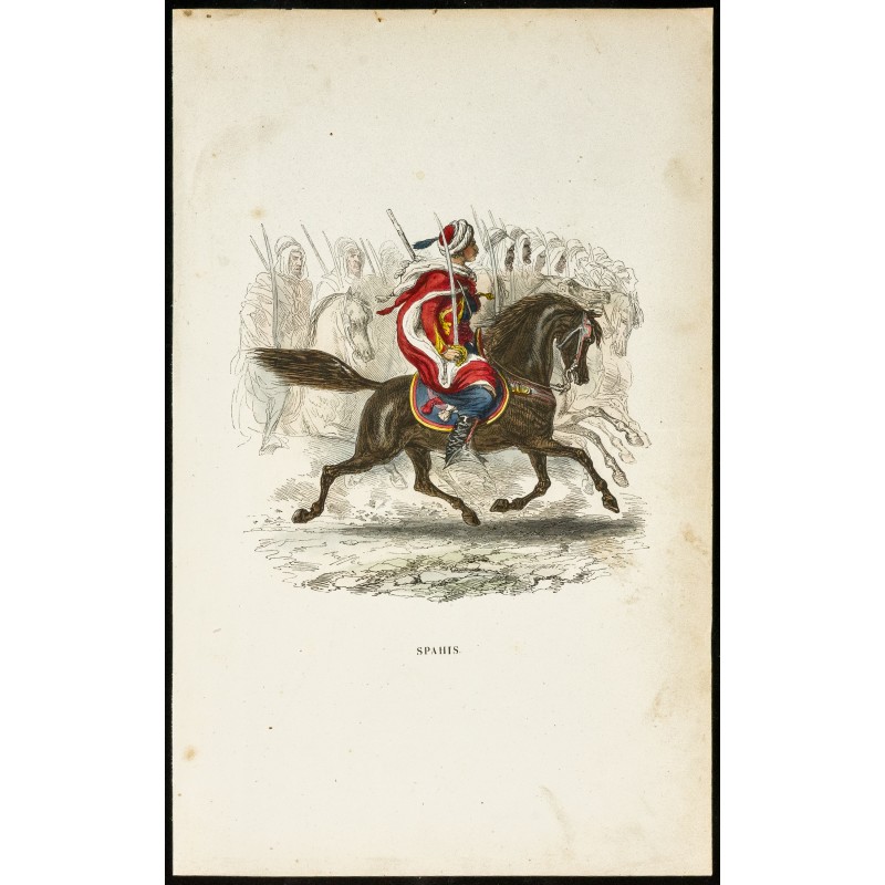 Gravure de 1844 - Spahis - Uniformes militaires - 1
