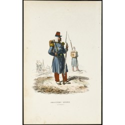 Gravure de 1844 - Infanterie légère - Voltigeurs - 1