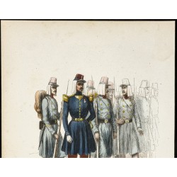 Gravure de 1844 - Infanterie de ligne - Uniformes - 2